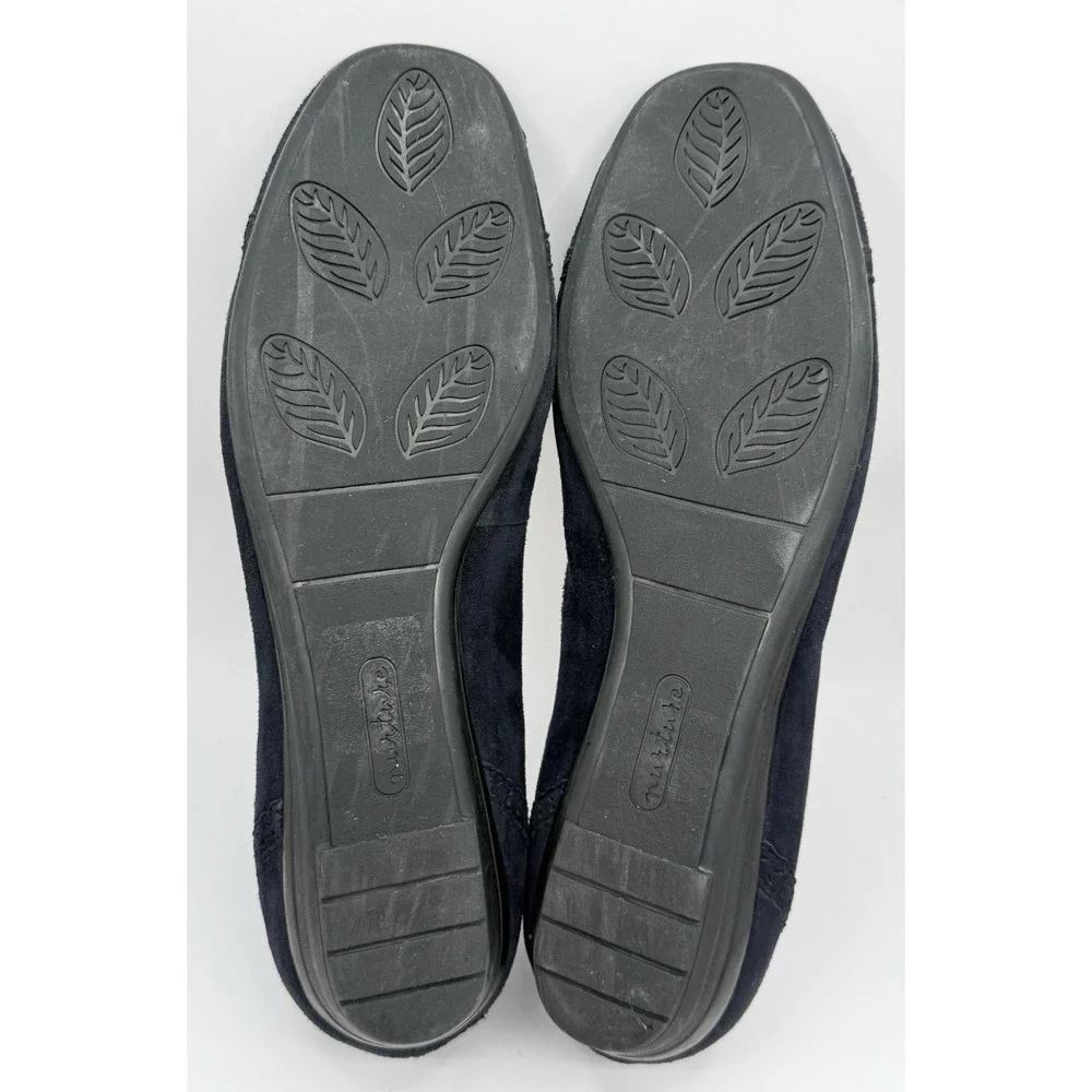 Nurture Navy Blue Suede Floral‎ Laser Cut Ballet Flats Sz 9M Boho Cottagecore